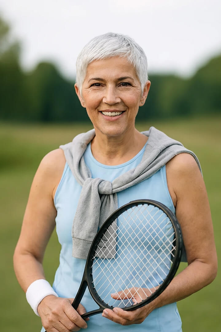 Mature tennis player